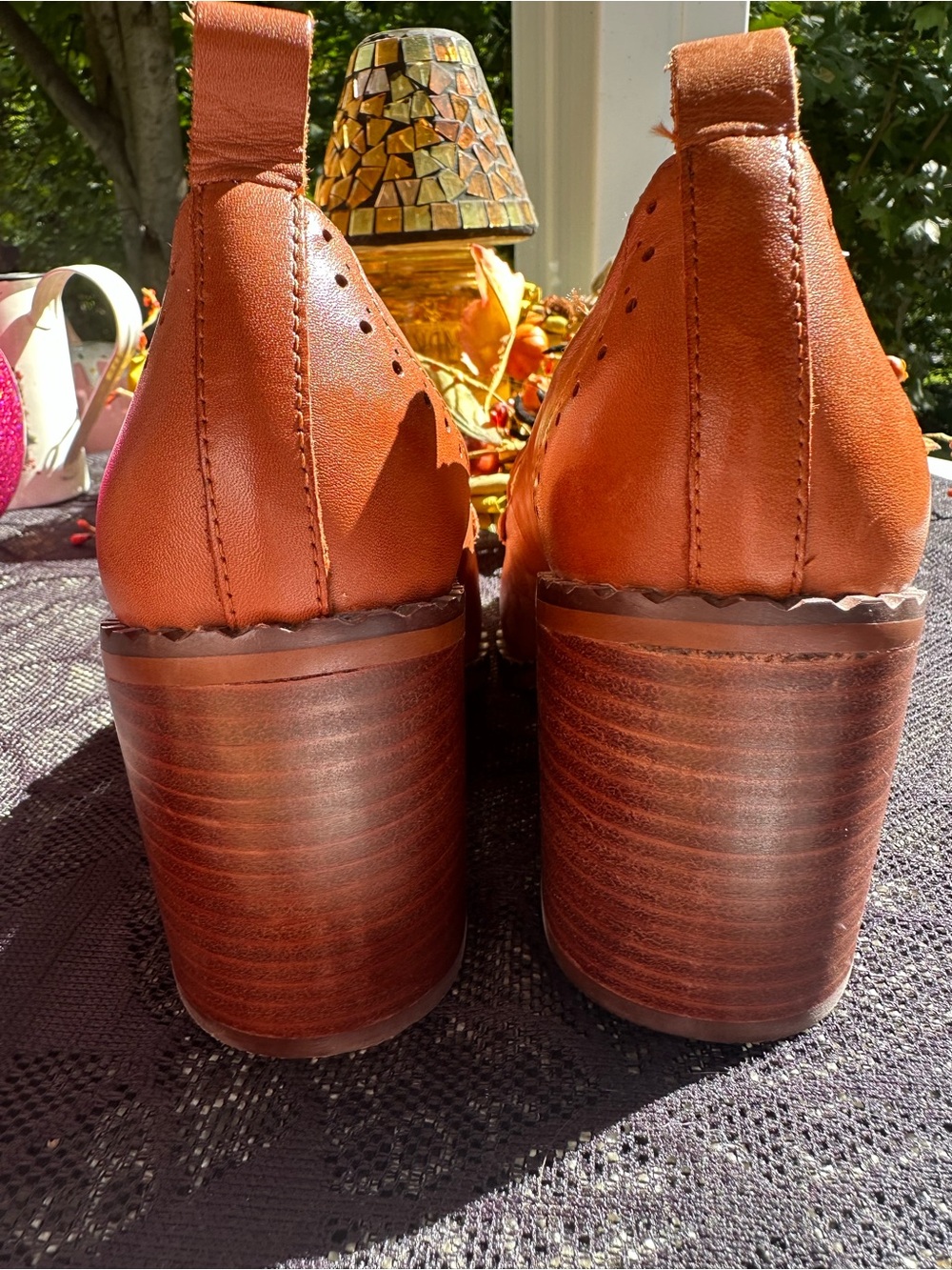 Vince Camuto Tan Leather Tassel Block Heel Loafers NWOT - Picture 4 of 11